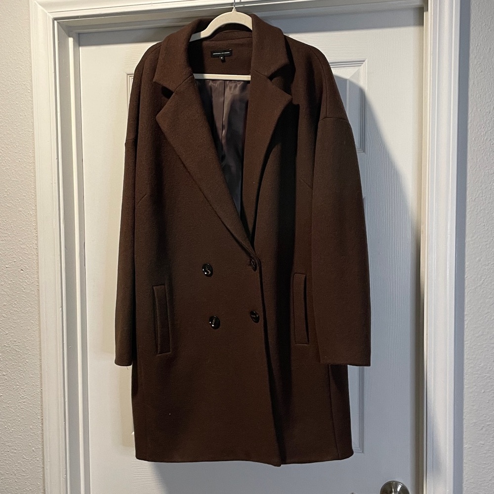 Universal Standard Brown Wool Double Breasted Pea… - image 2